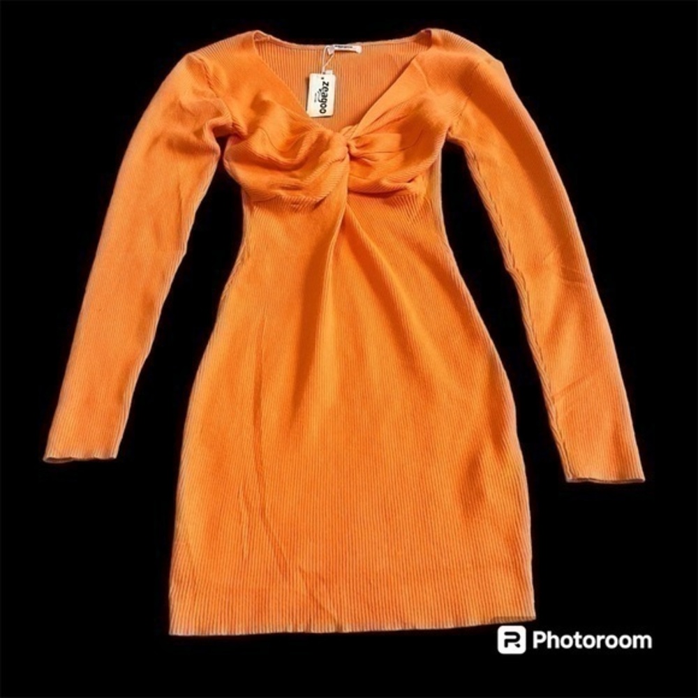 New Zeagoo orange knit long sleeve dress